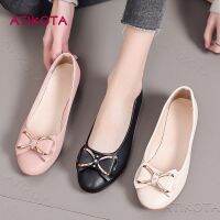 ♚✺ cri237 Atikota Women New Bowknot Rhinestone Flats Shallow Mouth Round Single Shoes Casual Ladies Shoes