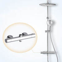 Thermostatic Shower ทองเหลืองผสมวาล์วติดตั้งฝักบัว Pole หัวฉีดสมาร์ท Thermostatic Mixer Faucet อุปกรณ์ห้องน้ำ