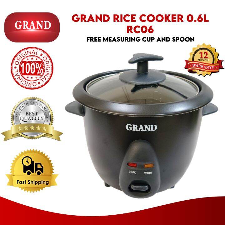 Grand 0.6L Drum Rice Cooker Matte Black (Rc-06) Free Measuring Cup And  Spoon | Lazada Ph