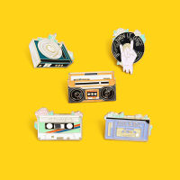 Rock &amp; ROLL Enamel Pin turn it up Disc Player Music Tape Cassette Brooch Bag Lapel Pin Old School Badge Jewelry Gift for Friend