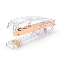 Rose Gold Metal Manual Stapler Transparent Acrylic Stapler Durable Fashion Color Stapler 1000pcs Staples Wholesale Papelaria