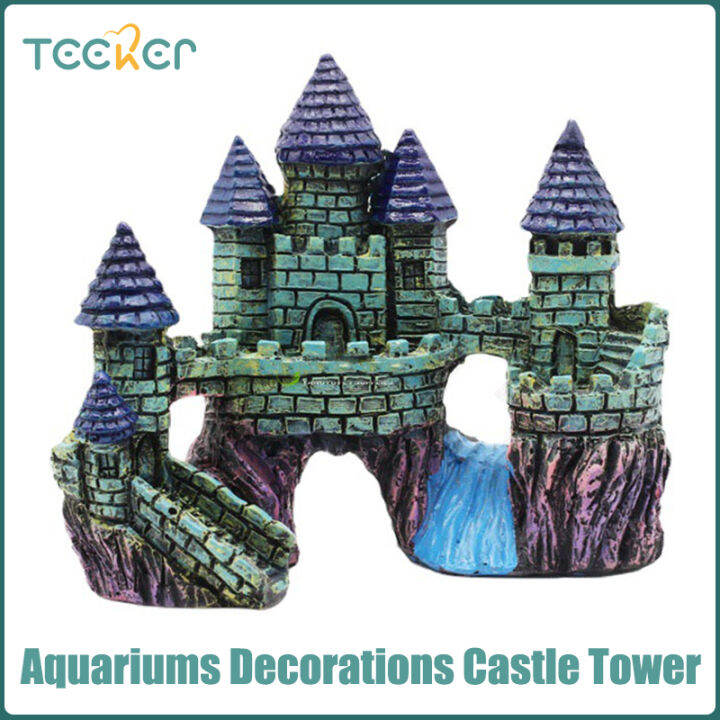 Teeker Resin Artificial Medieval Towers Castle Aquarium Decoration Fish