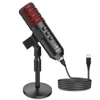 Computer USB Microphone for Laptop PC Condenser Mic Streaming Gaming Reverb Music Recording YouTube Meeting Vlogging Voice Over