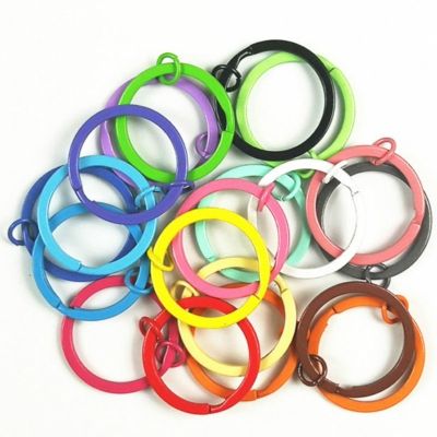 2pcs/pack Cute Candy Color Round Shaped Metal Key Ring for Keychain Making Supplies Diy Accessories