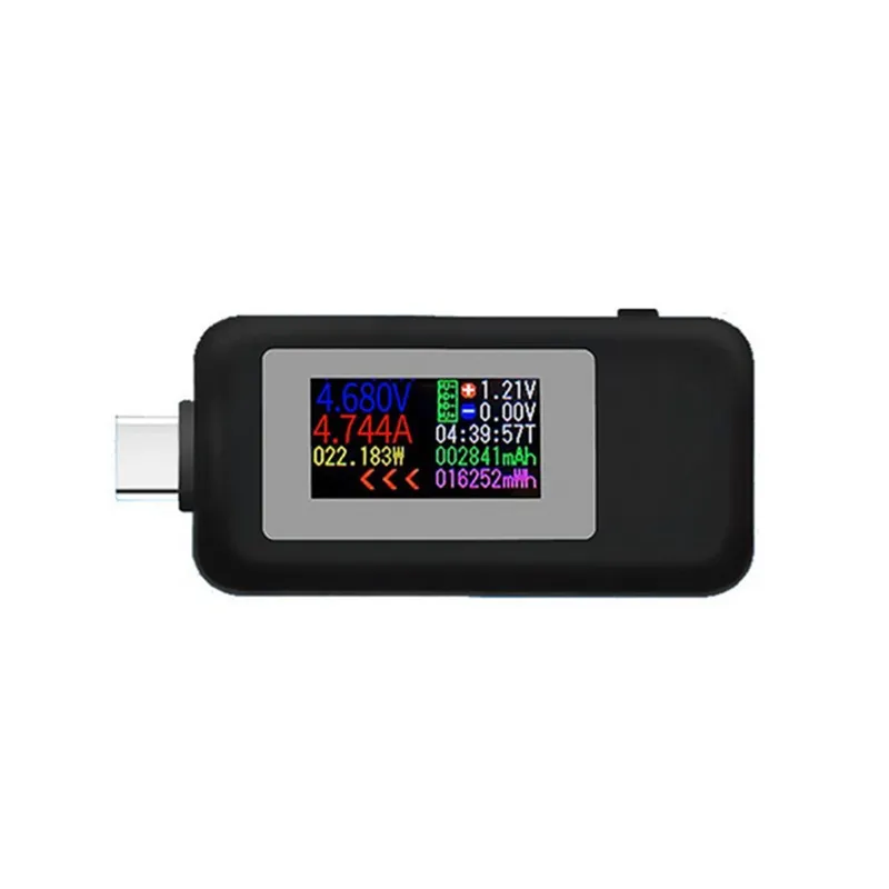 Type-C USB Tester Current 4-30V USB-C Voltage Current Tester Timing Ammeter  10 in 1 USB-C Charging Color Screen 