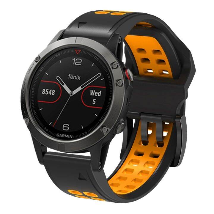 สำหรับ7x-garmin-fenix-ทำจากซิลิโคนสองรูขนาด26มม-สายนาฬิกาข้อมือแบบปลดออกได้อย่างรวดเร็ว-สีส้มดำ