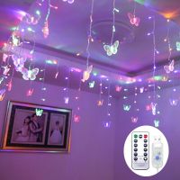 3M Butterfly LED Garland Curtain Lights Fairy String Remote USB Christmas Lamp Holiday Decoration for Home Bedroom Window