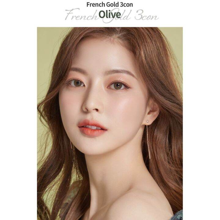 olens-french-gold-คอนแทคเลนส์เกาหลี-รายวัน-มีuv-cut-ช่วยป้องกันแสงแดด-1-day-สีolive