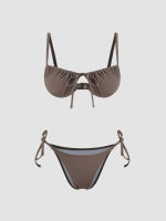 Cider ชุดว่ายน้ำผู้หญิง บิกินี่ผู้หญิง ลุคไปทะเล สไตล์เซ็กซี่Tie Side Underwire Bikini Swimsuit