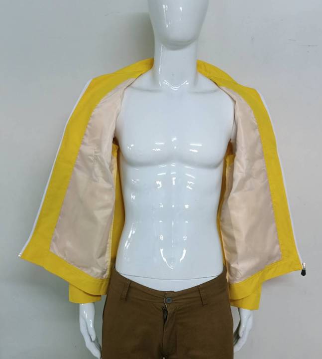 เสื้อแจ็คเก็ตกึ่งสูท-สีเหลือง-ใส่ได้-ชาย-หญิง-ซิปหน้า-คละไซร์งานผลิตในไทยจากโรงงานครบวงจร