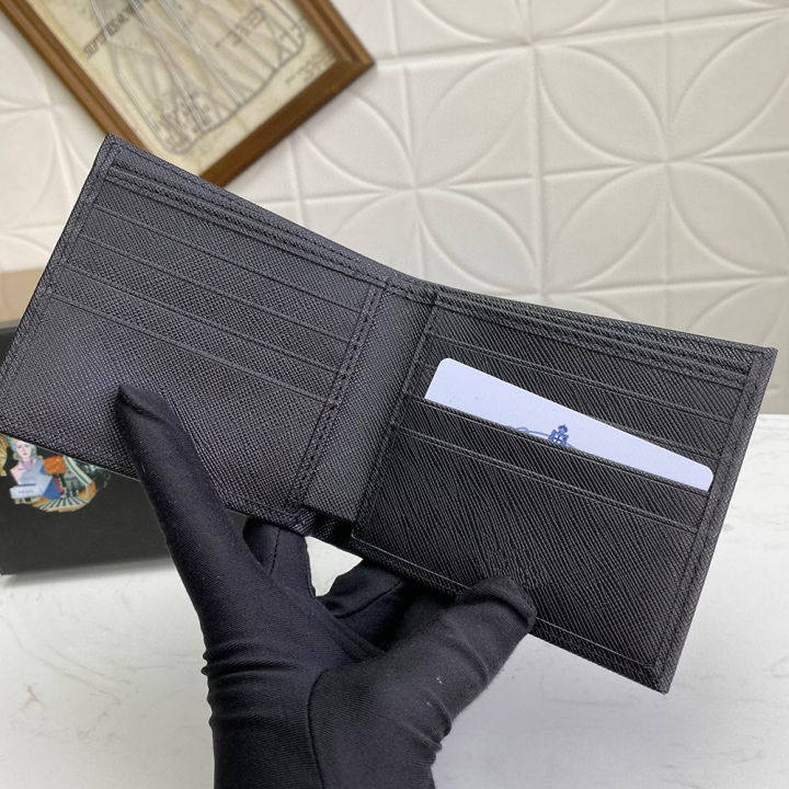 top-designer-high-quality-men-leather-wallet-short-two-fold-credit-card-case-twill-cowhide-pocket-coin-purse-business-card-case