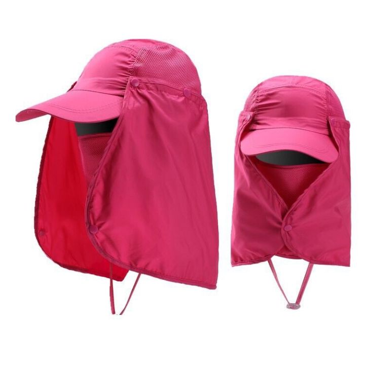 หมวกผ้ากันแดด-หน้ากากบังแดดร้อน-ระบายอากาศดี-ปิดหน้าถีงคอรอบ-360-สามารถถอดที่ปิดหน้าและปีกได้-upf50-sunproof-cover-cap