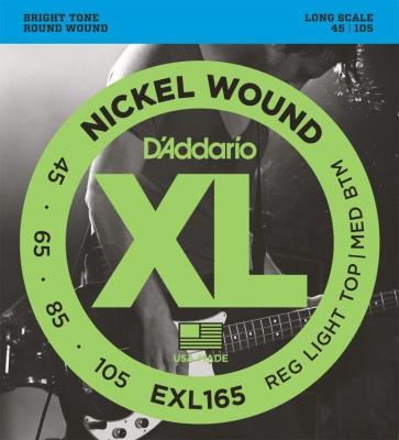 DAddario EXL165 Nickel Wound Long Scale Light Top Medium Bottom Bass Strings 045, .065, .085, .105 สายเบส 4 สาย