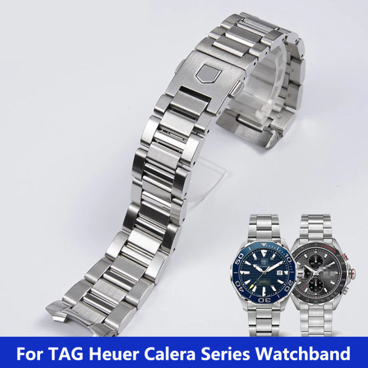 22มิลลิเมตร24มิลลิเมตรสร้อยข้อมือสายนาฬิกาสำหรับ-tag-heuer-calera-ชุดสแตนเลสที่เป็นของแข็งสายนาฬิกาข้อมืออุปกรณ์เหล็กเงินสายรัดข้อมือ