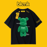 Bkmk เสื้อยืดแขนสั้นลายหมี,แบรนด์อินเทรนด์ดีไซน์แบบพิเศษทำจากผ้าฝ้ายบริสุทธิ์ทรงหลวมไซส์ใหญ่ถนนสูง