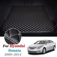 แผ่นหนังรองท้ายรถสำหรับ Hyundai Sonata I45 Error 2009-2014แผ่นรองพรมที่พื้นรถยนต์ถาดใส่อาหารซับในรองเท้าบูท2013 2012