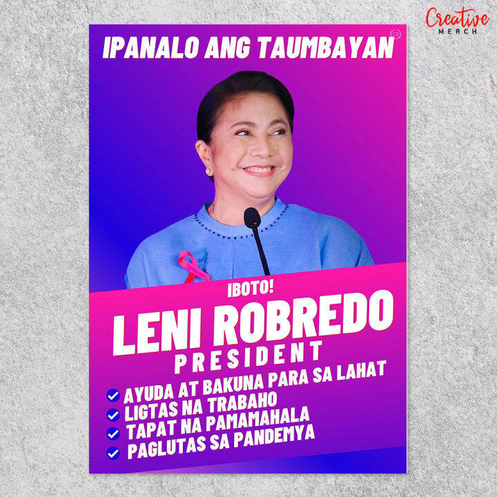 Leni Robredo Poster Print A4 size (21x30cm) by Creative Merch Lazada PH