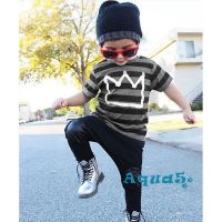 ✿ℛNewborn Toddler Kids Baby Boys Outfits Striped Shirt Tops+ Black Pants