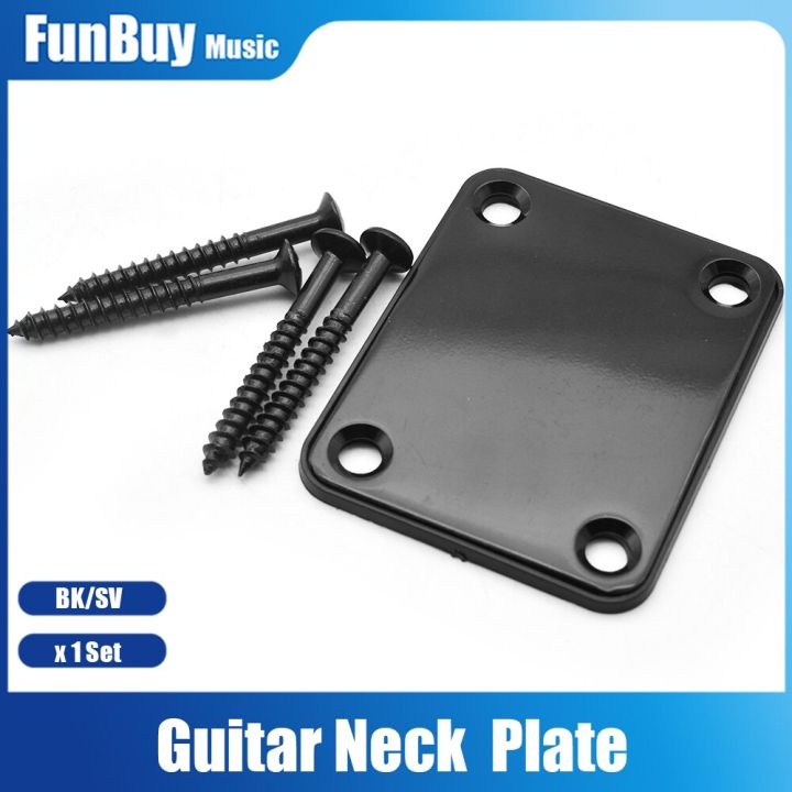 lettering-carved-electric-guitar-neck-plate-with-4-screws-for-st-tl-style-electric-guitar-bass-chrome-black