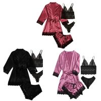 4x Lace-Satin-Pajama Cami Shorts Silk Loungewear Set Nightwear Sleepwear Robe DropShip