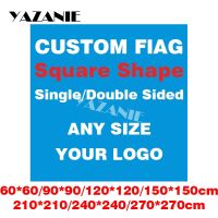 YAZANIE Any Size Square Shape Single Double Sided Brand Custom Made Printed Logo Flags and Banners Advertising Large Print Flags  Power Points  Switch