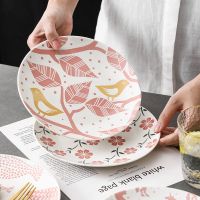 8-inch Japanese embossed underglaze ceramic tableware Restaurant shallow dishes Home dishes Western pastry flat dishes.