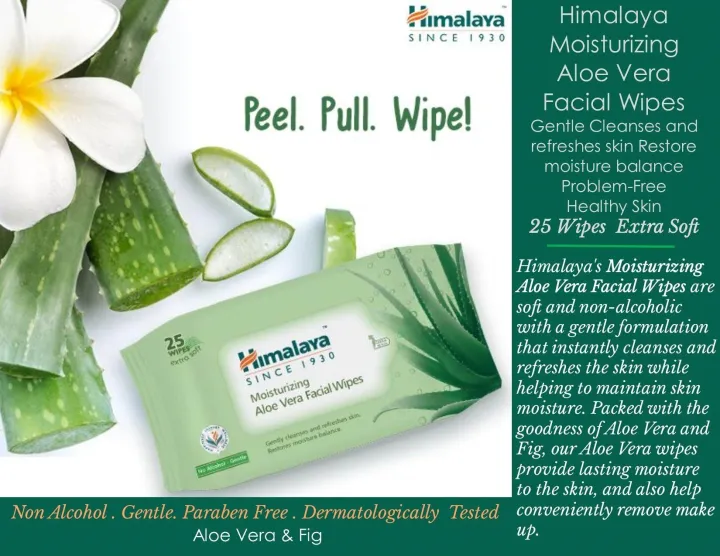 Himalaya Moisturizing Aloe Vera Facial Wipes Gentle Cleanses and