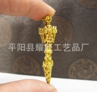 【High-quality】 เนปาล Kaiyun เนปาล Tantric Patriarchal เครื่องมือทองเหลืองบริสุทธิ์สามด้าน Puba Pestle Vajra จี้ฉลุลายขนาดใหญ่พระพุทธรูป