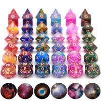 ใหม่ Nebula Dice Set พร้อมกระเป๋าหูรูดสีดำสำหรับเกม DnD Tabletop RPGs-Aluere