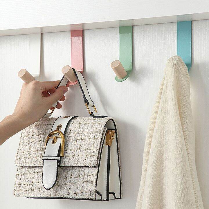 yf-10pcs-carbon-steel-door-back-hook-bedroom-kitchen-wardrobe-wall-hanger-holder-coat-free-punching-bathroom