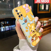 JIUMOO เคส A70s ปลอกสำหรับ Samsung Galaxy A71 4G A70ลายการ์ตูนน่ารักวินนี่ช้อนส้อมมีดหมีพูห์ซิลิโคนนิ่มเคลือบหรูหราเคสกันกระแทกขอบสี่เหลี่ยมเคสมือถือกรอบหลังเต็มเคสกันกระแทกกล้อง