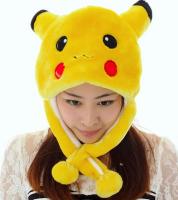 【In-demand】 Ayesha Online Shop mall Pika Chu หมวกคลุมทั้งตัวผ้าตัวการ์ตูนสัตว์,หมวกบีนนี่มีผ้าพันคอยาวหมวกเด็ก