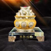 ? พร้อมส่ง? กระถางทองก้อน ประดับอัญมณี ของมงคลเสริมฮวงจุ้ยตกแต่งห้อง ของขวัญปีใหม่ ของขวัญวันเกิด 聚宝盆 金元宝炉