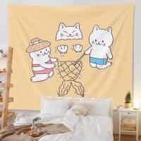 Summer party beach cute cat background cloth tapestry bedroom wall decoration tapestry