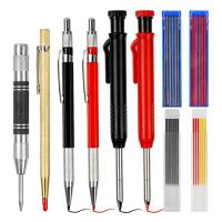 10 Pack Carpenter Pencil With Sharpener Mechanical Carpenter Pencils Set Deep Hole Marker With 36 Refills