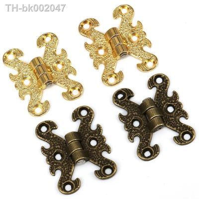 ℡☒ 2pcs Mini Engraved Designs Hinges Antique Retro Hinges for Wooden Box Jewelry Chest Box Cabinet DIY Accessories Gold/Bronze