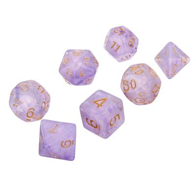 ；。‘【； 7Pcs Polyhedral Digital Dices Set Purple  Number  D4 D6 D8 D10 D12 D20 Dice Set Desktop Table Board Game Toys