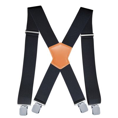 【YF】۩  Men 4 Shirt Stay 5cm Pants Trouser X Back Braces Lock Clamps Leather Elastic Alloy Adjustable Strao Suspenders