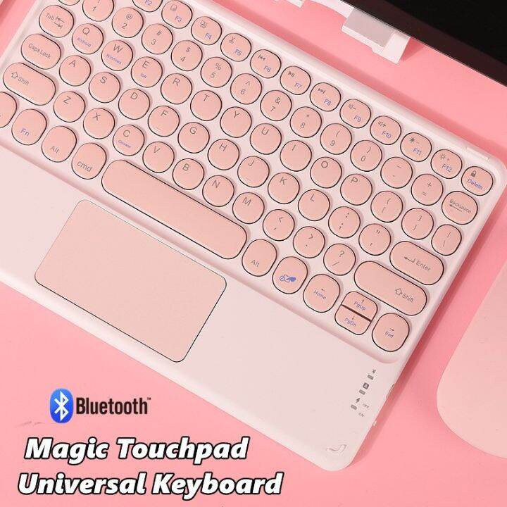 Builtin Touchpad Wireless Bluetooth Keyboard Round Key Caps Smart