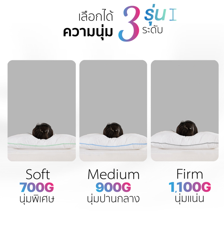 ibed-หมอนหนุนโรงแรม-sof-touch-สัมผัสนุ่มแบบ-3d-รุ่น-ii-medium-1100g-กระจายน้ำหนัก-5-ทิศทาง-ป้องกันไรฝุ่น-ซักเครื่องได้-หลับสบายไม่ร้อนหัว-19x29-นิ้ว