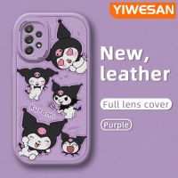 YIWESAN เคสปลอกสำหรับ Samsung A52s 5G A52 4G A52 5G ลายการ์ตูนแฟชั่น Kuromi น่ารักเคสโทรศัพท์หนังกันกระแทกดีไซน์ใหม่เคสซิลิโคนลายเลนส์เต็มรูปแบบปกป้องกล้องเคสนิ่ม