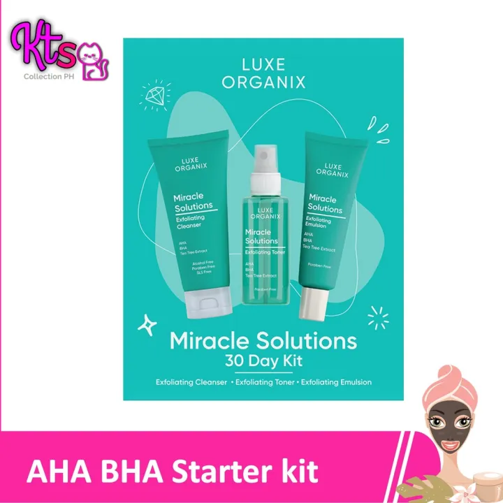 LUXE ORGANIX AHA BHA (Miracle Solutions) 30-DAY Starter kit bundle ...