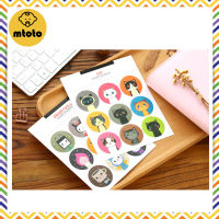 mtoto สติ๊กเกอร์กลม รูปหน้าแมว สติ้กเกอร์กันน้ำ ลอกออกยาก Cat Illust Sticke