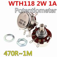 2pcs WTH118 2W 1A Potentiometer 470R  1K 2.2K 4.7K 10K 22K 47K 100K 470K 560K  1M Round Shaft Carbon Rotary Taper Potentiometer