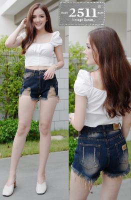 [[ถูกสุดๆ]] 2511 Jeans by Araya กางเกงขาสั้นผู้หญิง กางเกงยีนส์ขาสั้น ผญ กางเกงยีนส์ขาสั้น ผ้าไม่ยืด ฟอกสีสนิมแต่งขาดแบบเท่ๆ เข้ารูป ทรงสวยเป๊ะเว่อร์ เอวสูงใส่สบาย แบรนด์2511 Jeans