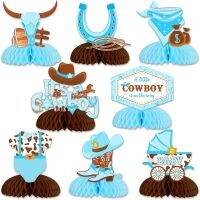 JOYMEMO Centerpieces รังผึ้ง Cowboy-Centerpieces แบบตะวันตกสำหรับวางบนโต๊ะคาวบอยตัวน้อยอยู่ระหว่างทางตกแต่งห้องอาบน้ำฝักบัวเด็กธีมแบบตะวันตกอุปกรณ์ท็อปเปอร์ตั้งโต๊ะแบบคาวบอยแบบอเมริกาตะวันตก