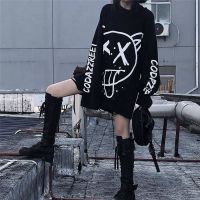 Harajuku Women Tshirts Fashion Oversized Long Sleeve T Shirt Hip Hop Punk Streetwear Girl tees Black Loose T Shirt Funny Girls