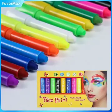 6pcs/12pcs Kids & Babies Face Painting Crayons, Makeup Pencils For Party,  Birthday, Body Painting, Water-soluble Face Paint Kit, Party Supplies