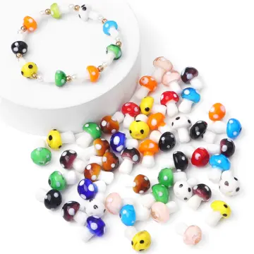 Mushroom Shape Charms Pendant Lampwork Glass Beads Jewelry Making Bracelet  Set