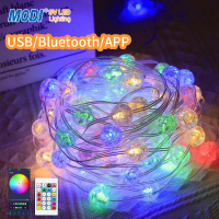 MODI ไฟตกแต่งห้องUSB 5M/50LED 10M/100LED บลูทูธ Bluetooth รีโมทคอนโทรล แสงคริสมาส ปีใหม่ ปาร์ตี้ LED ไฟประดับ มีโหมดกระพริบ เทศกาลต่าง ๆ